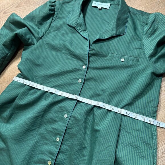 Tuckernuck Florence Shirt Dress size L large green stripe blue mini long sleeve - Picture 11 of 12